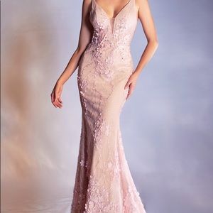 Pink floral layered mermaid prom/formal gown